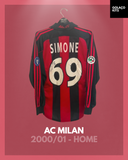 AC Milan 2000/01 - Home - Simone #69 *AUTOGRAPHED*
