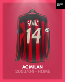 Milan 2003/04 - Home - Long Sleeve - Simic #14 *MATCH ISSUE*