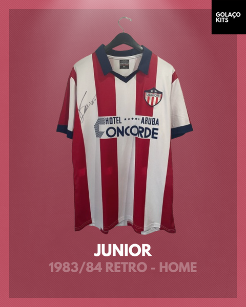 Junior 1983/84 Retro - Home - Babington #10 *MESSI AUTOGRAPH*